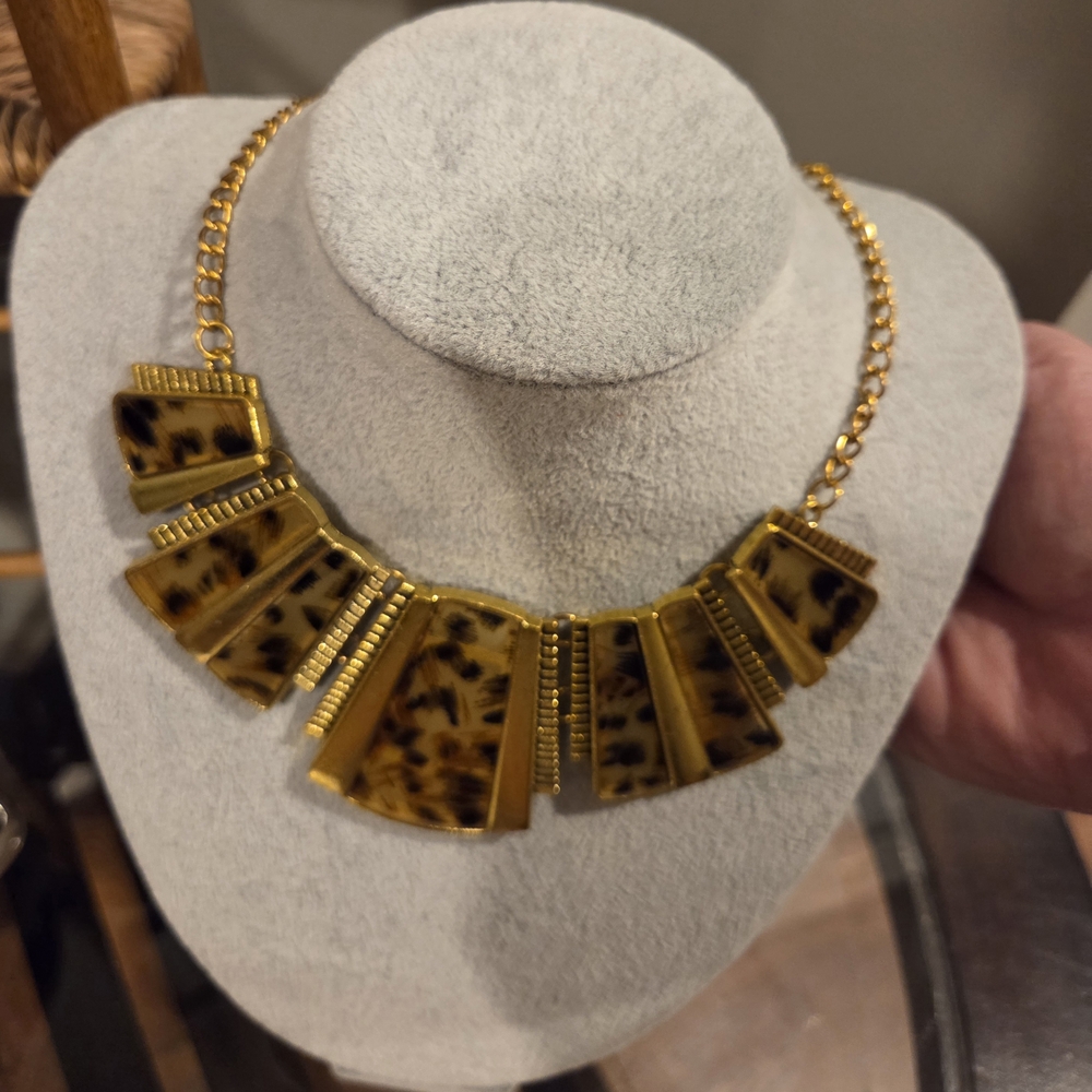 Leopard Print Gold Toned  Necklace